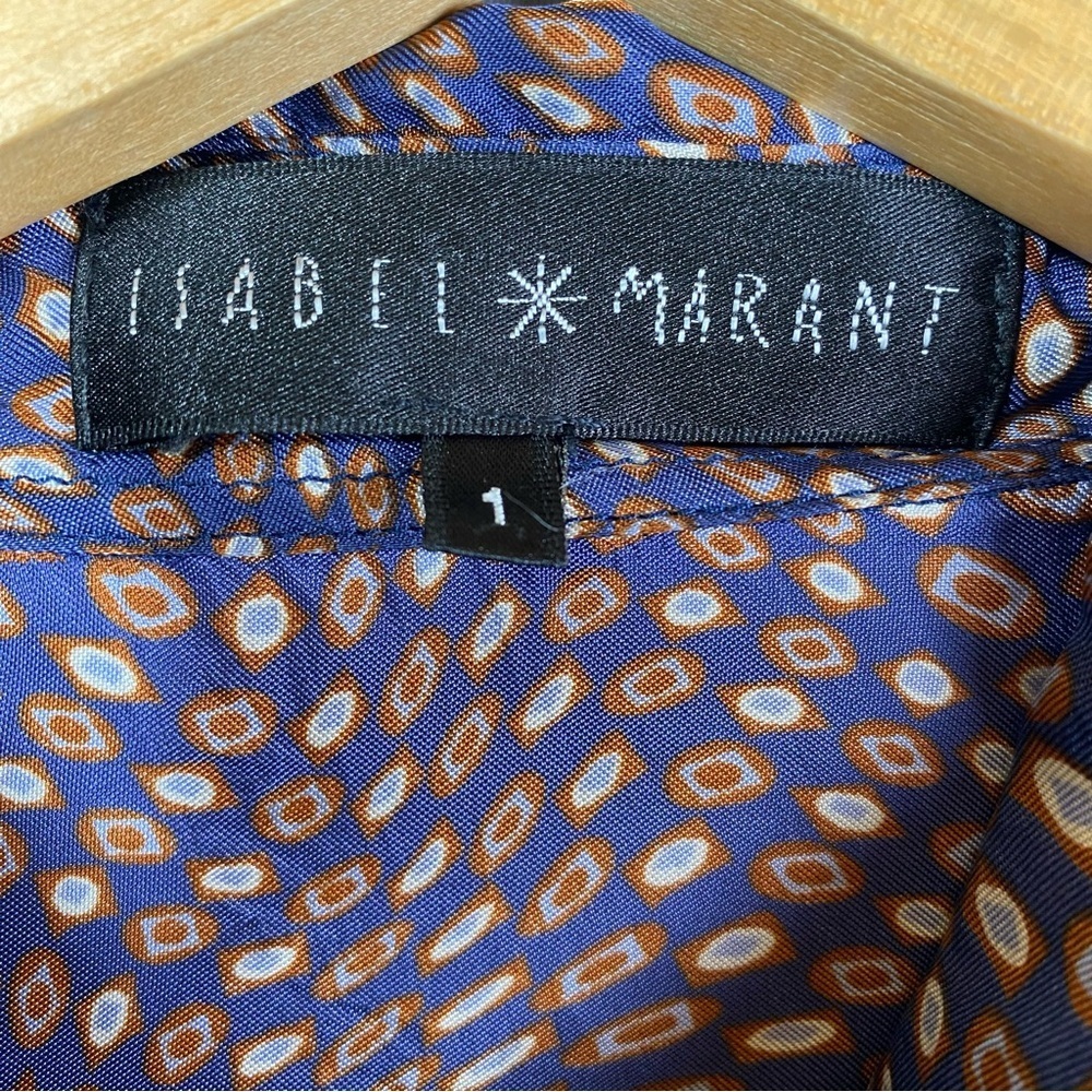 Vintage Isabel Marant Blouse Women Sz 1 US 4 Long Sleeve Abstract Print Button - Picture 5 of 16